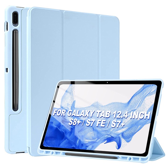 Bao Da Nắp Gập Thông Minh Kèm Ngăn Đựng Bút Cho Samsung Galaxy Tab S7 FE Galaxy Tab S8 S7 Plus 12.4 Tab S6 Lite P610 S8 S7 A8 10.5 Giá Đỡ