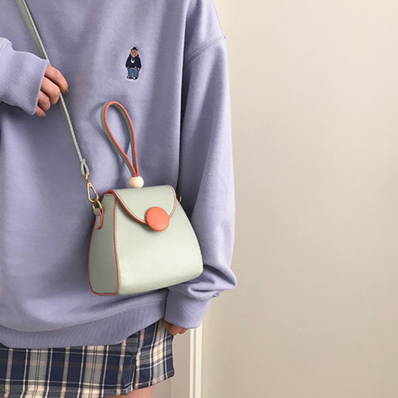 Túi Đeo Chéo Hình Vuông Cỡ Nhỏ Phối Dây Đeo Sợi Xích Phong Cách Phương Tây Thời Trang