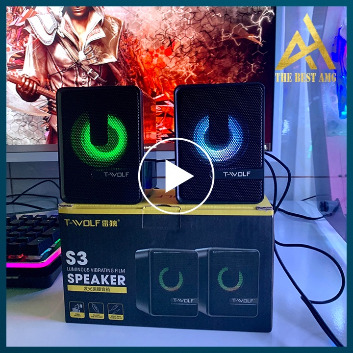 Loa Máy Tính Để Bàn Mini Có Dây Led RGB 2.0 T-WOLF S3 Loa Laptop Pc Cao Cấp