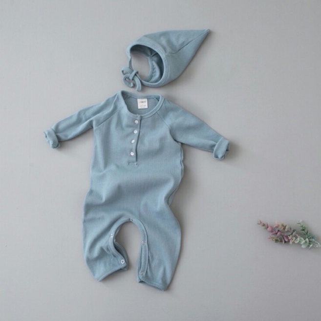 [Có ảnh thật][size 75/6-12 month] Jumpsuit dài chất liệu nhung tăm dày dặn kèm mũ cho bé