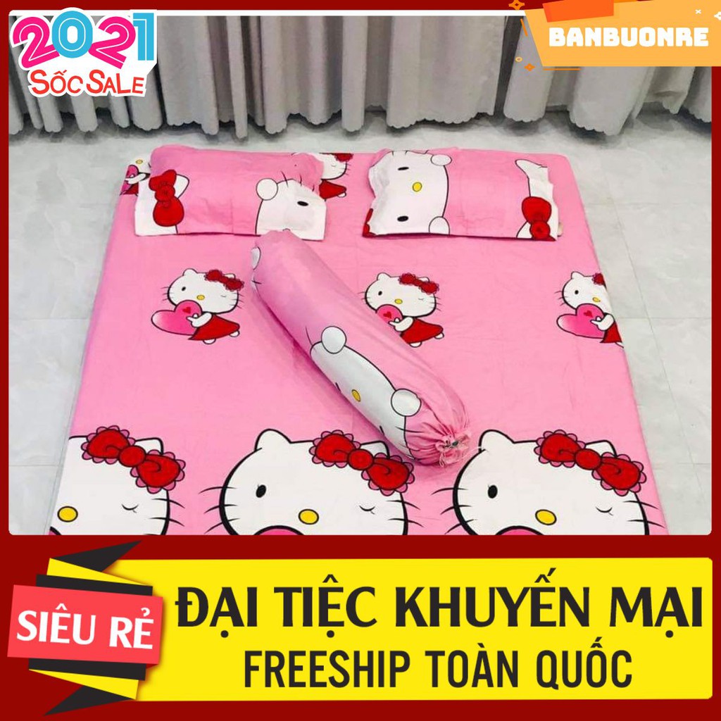 Combo 4 món ga gối kèm vỏ ôm phong cách hàn quốc[được chọn mẫu) hello kitty ôm tim