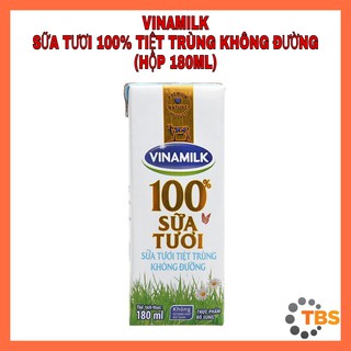 [VINAMILK-SỮA TƯƠI KHÔNG ĐƯỜNG] SỮA TƯƠI VINAMILK 100% TIỆT TRÙNG KHÔNG ĐƯỜNG, HỘP 180ML