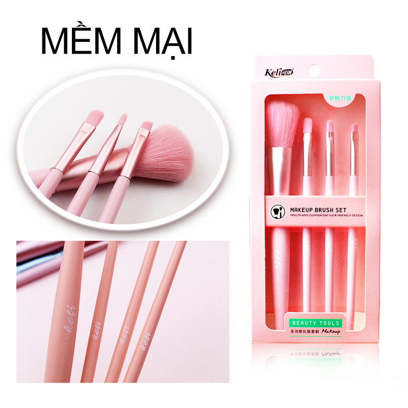 Màu ngẫu nhiên - BỘ CỌ TRANG ĐIỂM FIX- BỘ CỌ TRANG ĐIỂM CHUYÊN NGHIỆP KISS BELLE 4 CÂY SIÊU HÓT KB-HZS