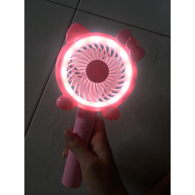 Quạt cầm tay mèo Kitty LED FAN có đế cắm điện thoại