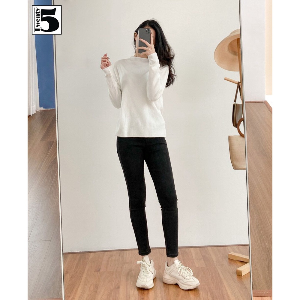 Áo len mỏng nữ trơn chất mịn, dáng suông, cổ lỡ Twentyfive 3884 | BigBuy360 - bigbuy360.vn