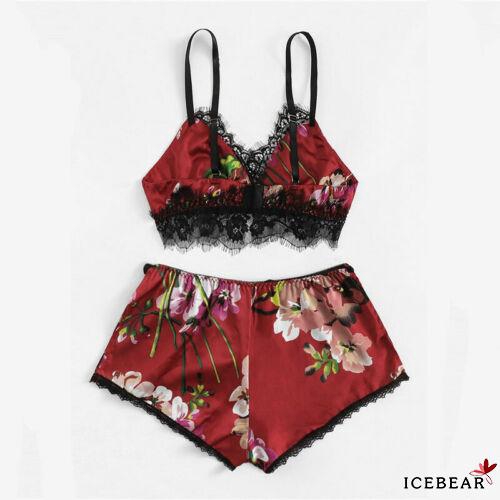 Set đồ ngủ vải satin ngắn thời trang nữ quyến rũ