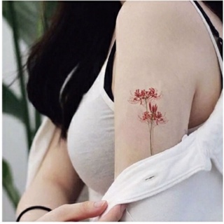 Hình xăm dán hoa bỉ ngạn đỏ 10x6cm_ mua 5 tặng 1 tattoo xinh