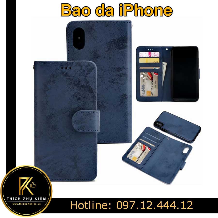 Bao Da Tích Hợp Ốp Lưng Có Túi iPhone 5/5s/6/6s/6 Plus/ 6s Plus/7/8/7 Plus/ 8 Plus/ X/Xs/Xs Max