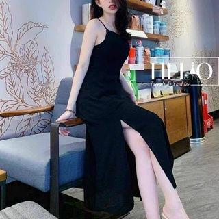 Đầm Maxi 4S xẻ tà _ Đen _ HE048