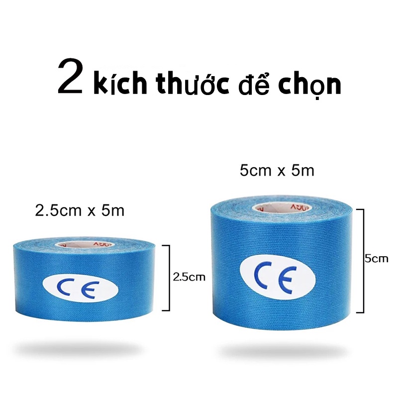 KHO SỈ Băng Keo Cơ, Băng Keo Vải Dán Cơ,Băng keo vải thể thao Cao cấp,Bản 5cm và 2,5cm Đủ màu,hỗ trợ chấn thương đầu gối