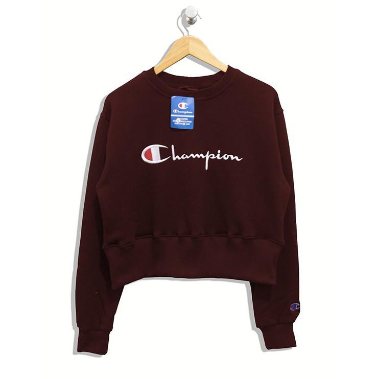 Áo Sweater Lửng In Chữ Champion Thời Trang Cho Nữ