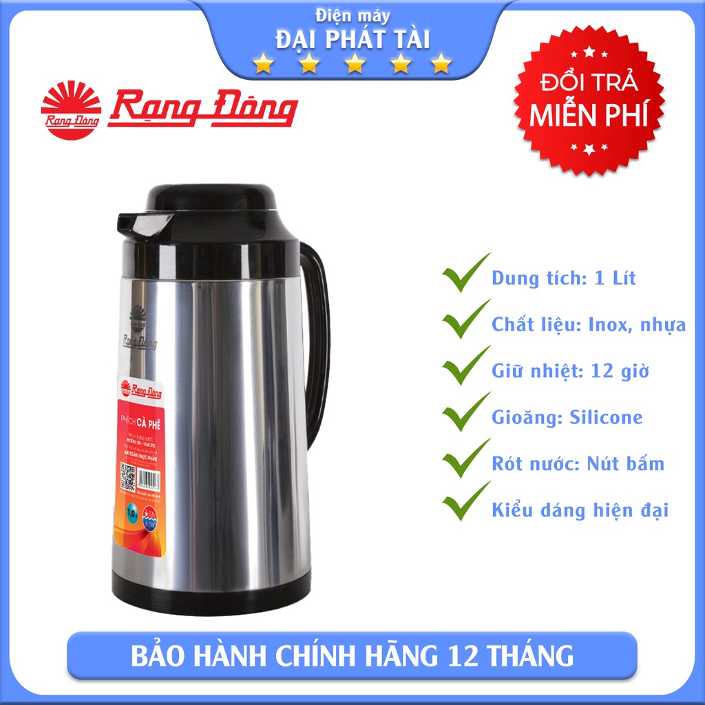 Bình thủy giữ nhiệt Rạng Đông RD 1040 1 lít (Inox)