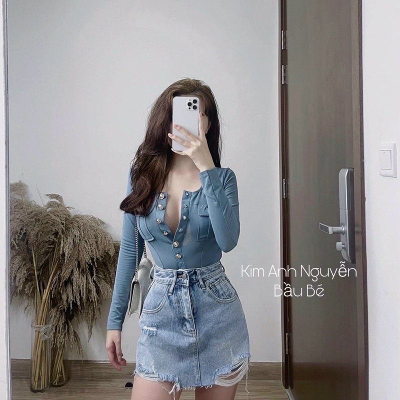 Áo thun cổ V dáng dài đẹp, vạc bầu chất thun borip loại 1