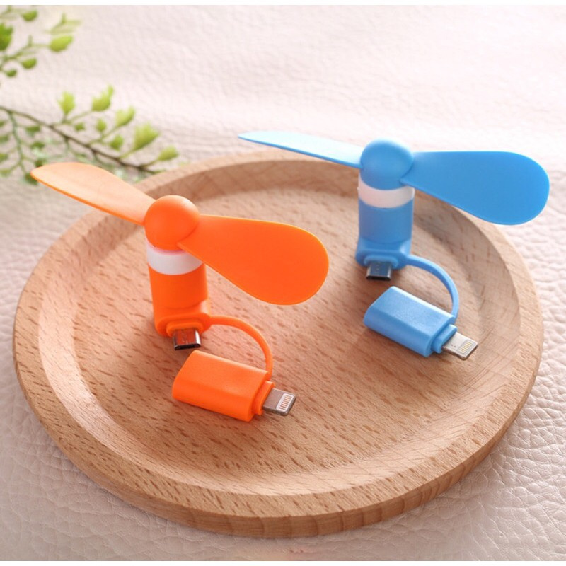 Quạt Sạc Mini Tản Nhiệt Cho Điện Thoại Android Và Apple Giao Diện Cổng Usb 2 Trong 1
