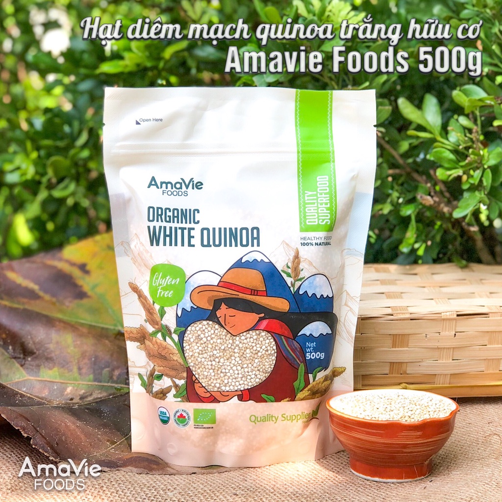 Hạt diêm mạch trắng hữu cơ 500g (Quinoa) - AmaVie Foods