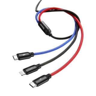 Cáp sạc 3 đầu Baseus Micro/Lightning/TypeC (Truyền được dữ liệu IP) - Chính hãng