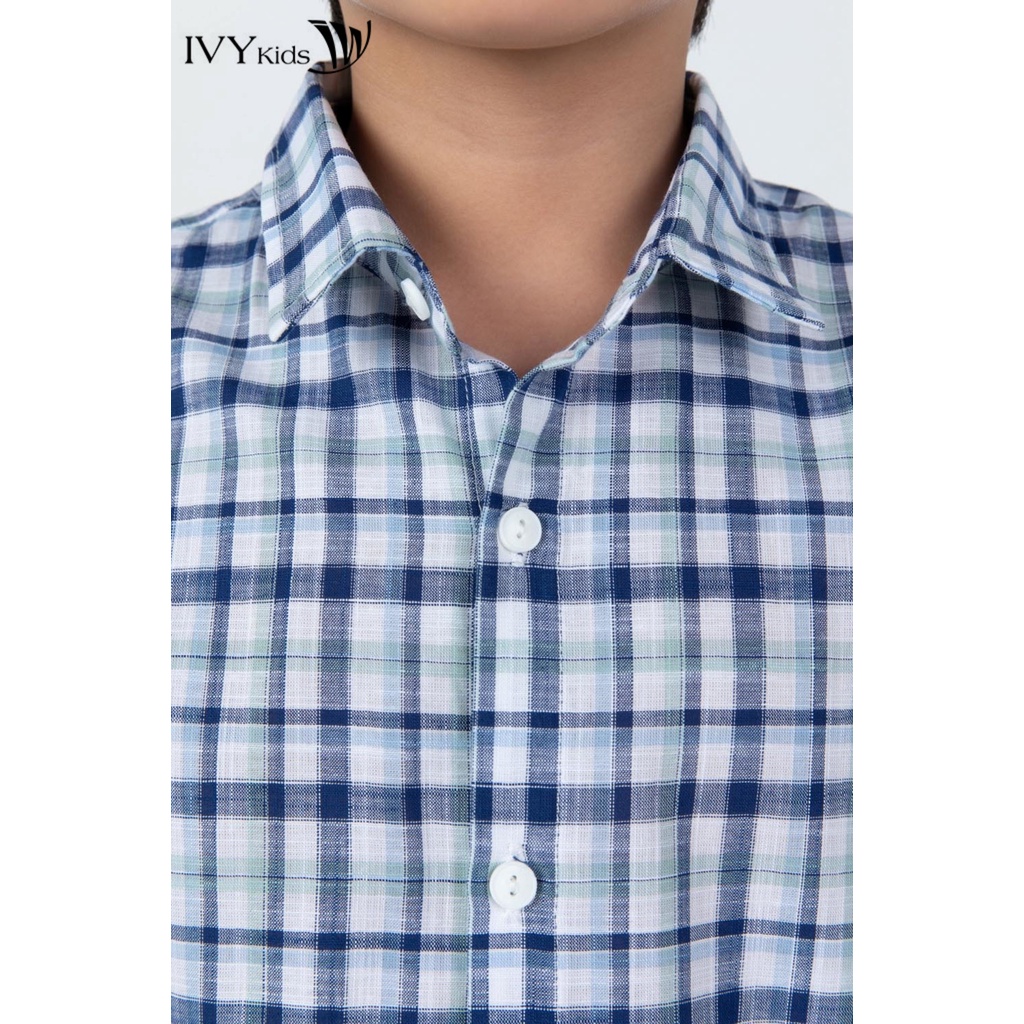 Áo sơ mi kẻ tay dài bé trai IVY moda MS 17K1035