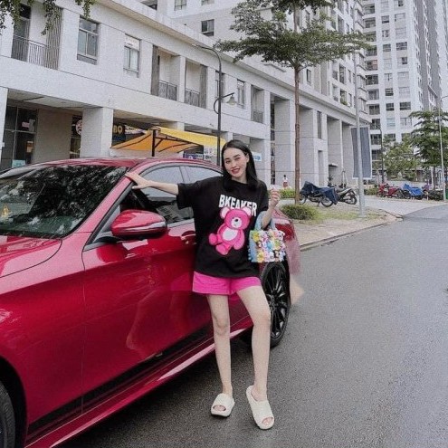HÓT HÓT, bộ áo thun from rộng in chữ và hình gấu dể thương tay ngắn phối với quần đùi hồng có túi 2 bên, chất liệu thun | BigBuy360 - bigbuy360.vn