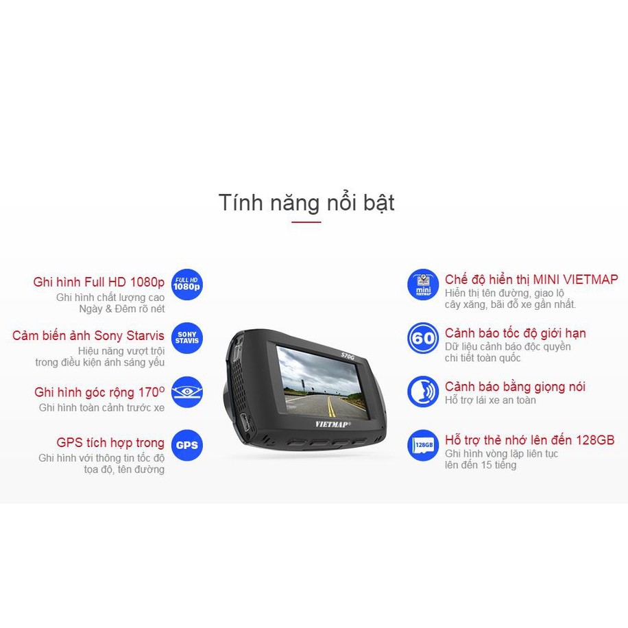 VIETMAP PAPAGO S70G - Camera Hành Trình Ô tô+Thẻ 32G - HÀNG CHÍNH HÃNG