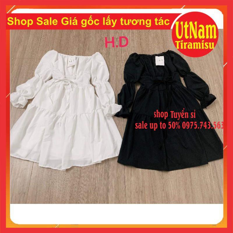 [RẺ VÔ ĐỊCH] Váy Tiểu Thư Triết eo Mặc 2 kiểu Trễ Vai Hoặc Cổ Vuông Vintage ❤ Đầm Xòe 2 Lớp có lót váy trong | BigBuy360 - bigbuy360.vn