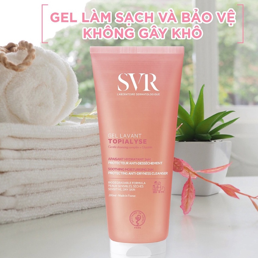 Gel làm sạch không chứa xà phòng dành cho da khô SVR TOPIALYSE Gel Lavant 55ml/200ml - Hẻm Cosmetic