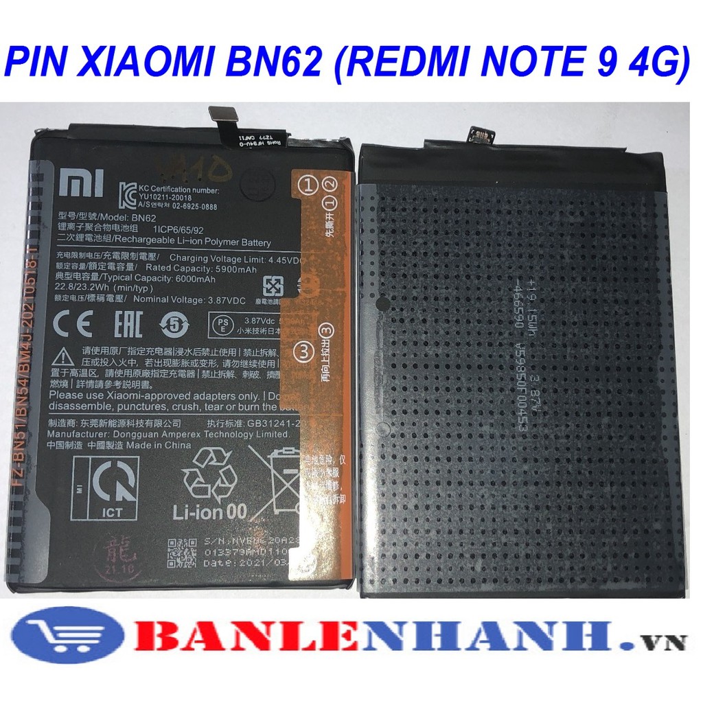 PIN XIAOMI REDMI NOTE 9 4G