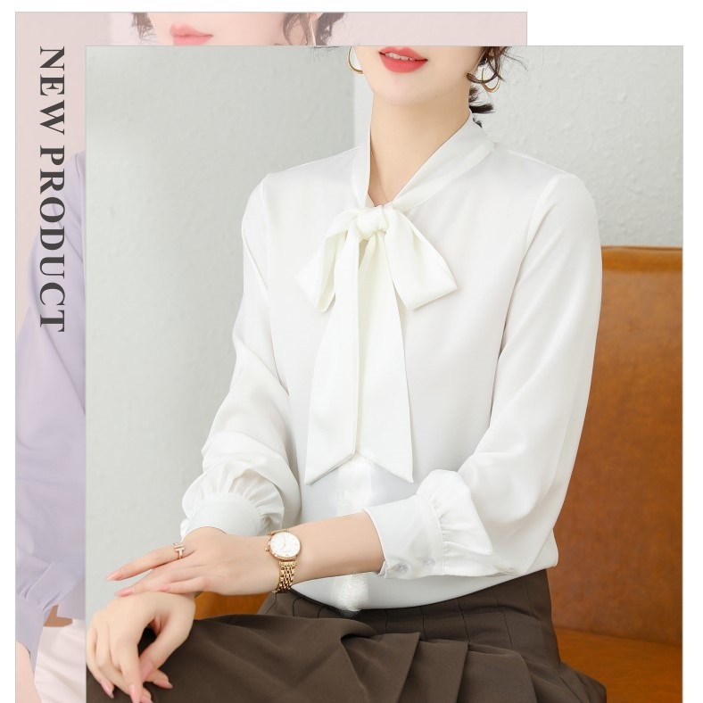 Áo Sơ Mi Kiểu Công Sở Đẹp CHIPY Tay Dài Cổ Thắt Nơ Màu Trắng Chất Lụa Cao Cấp From Rộng Hàn Quốc Ulzzang Vintage A1T | BigBuy360 - bigbuy360.vn