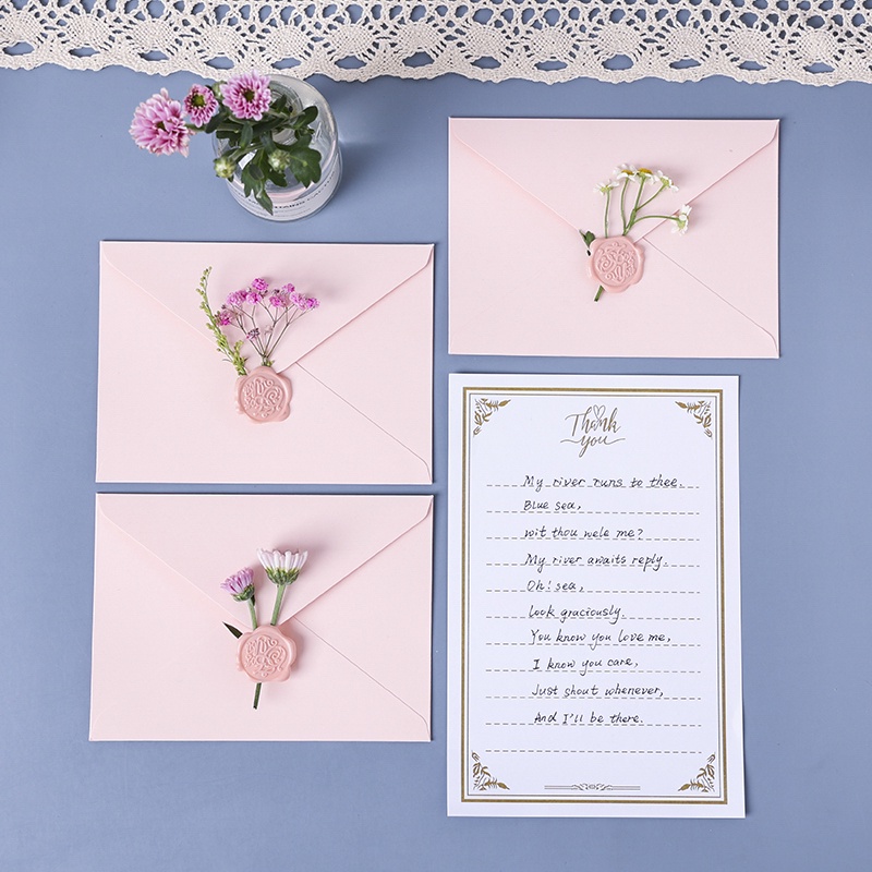 Bộ 5 Miếng Dán Phong Bì Màu Hồng Lãng Mạn