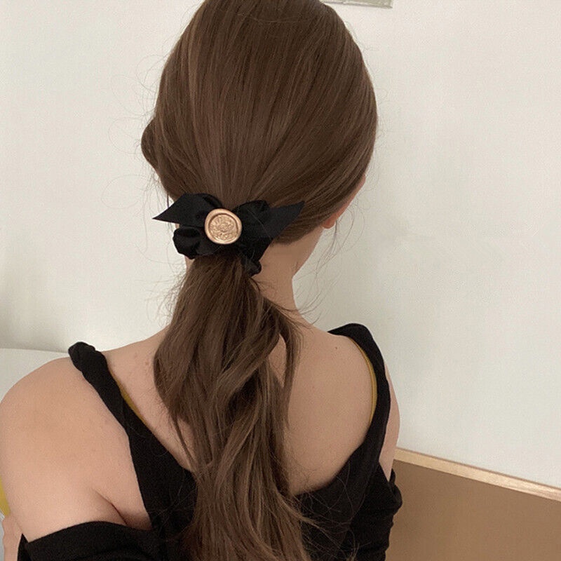 Dây Buộc Tóc Đính Nơ Ruy Băng Và Ngọc Trai Nhân Tạo Thời Trang Cho Nữ