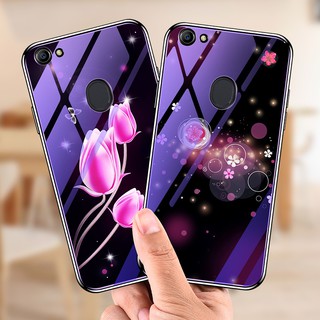 Ốp lưng oppo f5 f7 lưng kính hoa tím