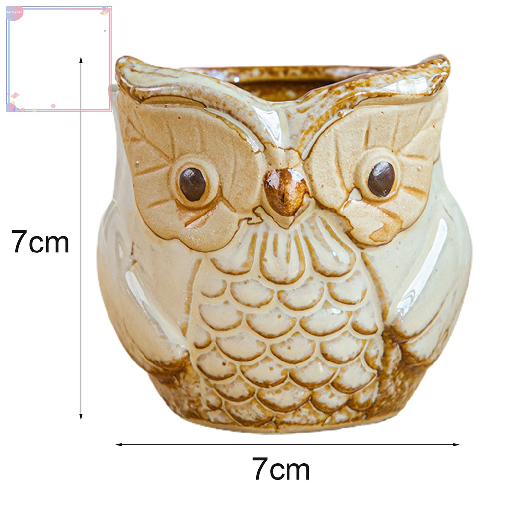 Chậu Trồng Cây Bằng Gốm Trang Trí Hình Cú Mèo Hoạt Hình Dễ Thương