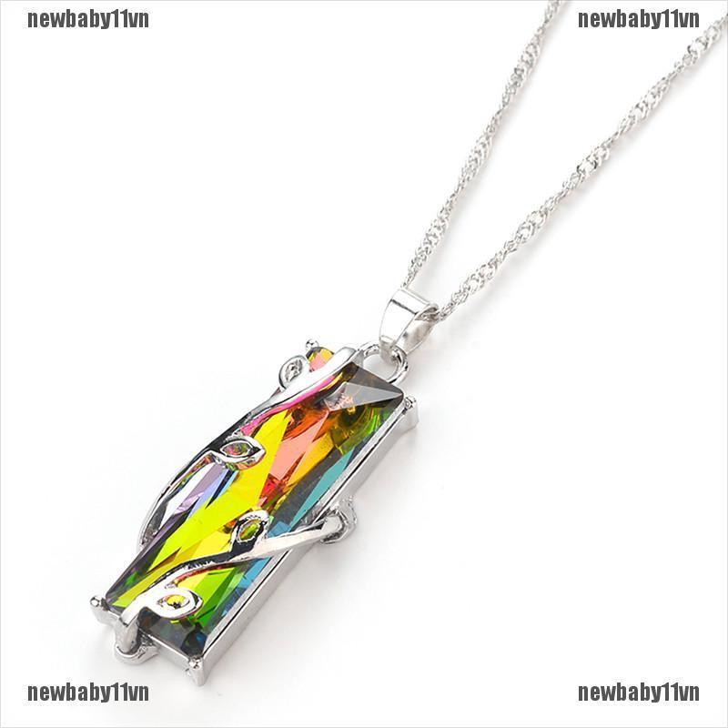 Vòng cổ Dài Mặt Đá Pha Lê Cầu Vồng