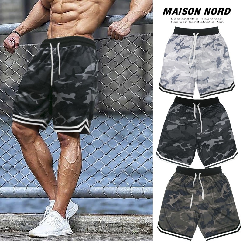 Quần Short Thể Thao Nhanh Khô Họa Tiết Rằn Ri Cá Tính Cho Nam