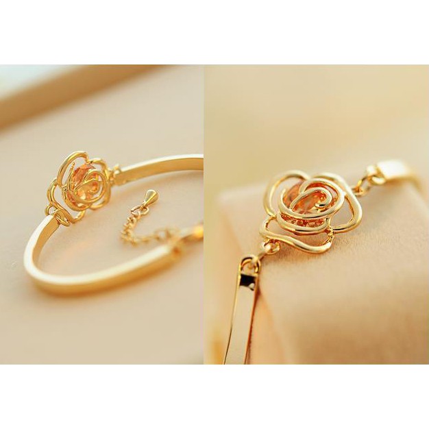 Vòng Đeo Hình Hoa Hồng Tay Hợp Kim Phong Cách Hàn Quốc - Vòng Tay Nữ Đính Đá VT-007