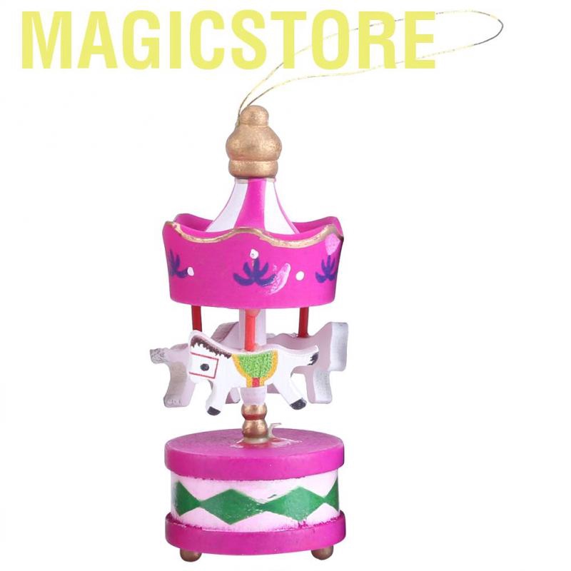 Magicstore SHANYU Wooden Carousel Horse Orament Merry-Go-Round Christmas Room Decoration Kids Gift