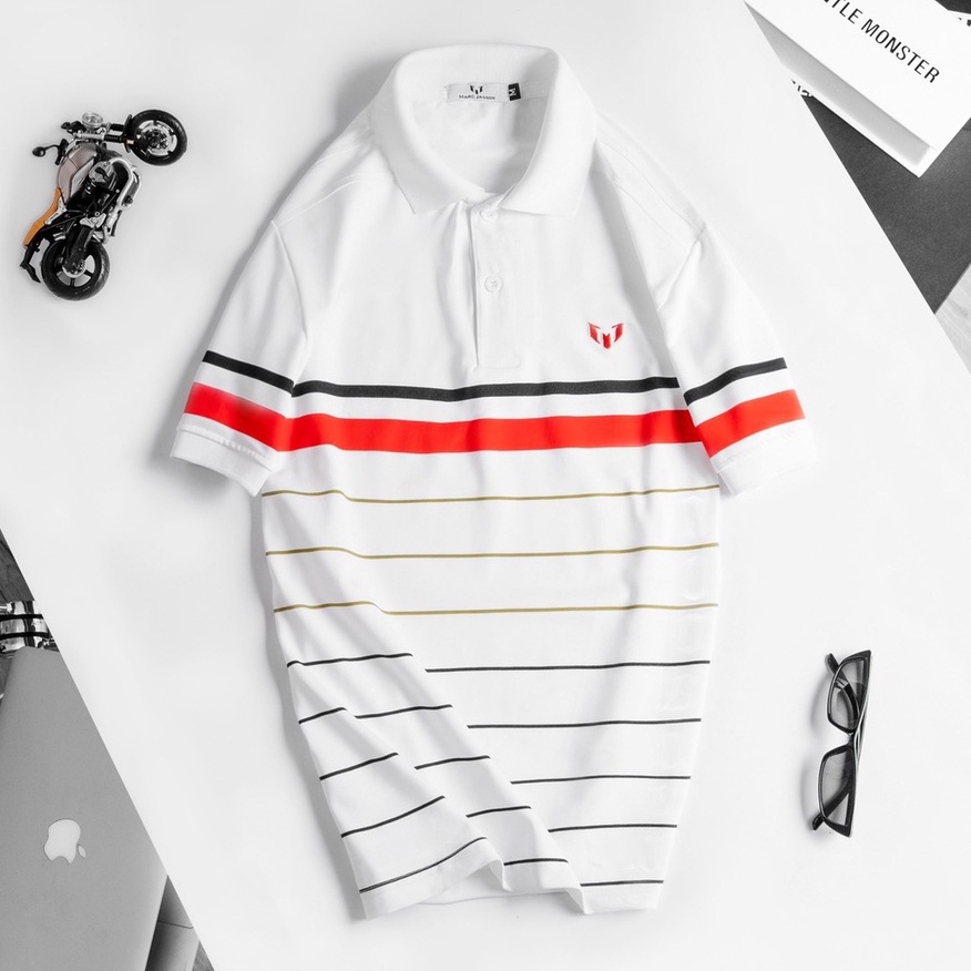Áo thun polo nam tay ngắn  big size 3XL 90kg phối sọc, chất liệu cotton Polyamide mềm mịn, thoáng mát
