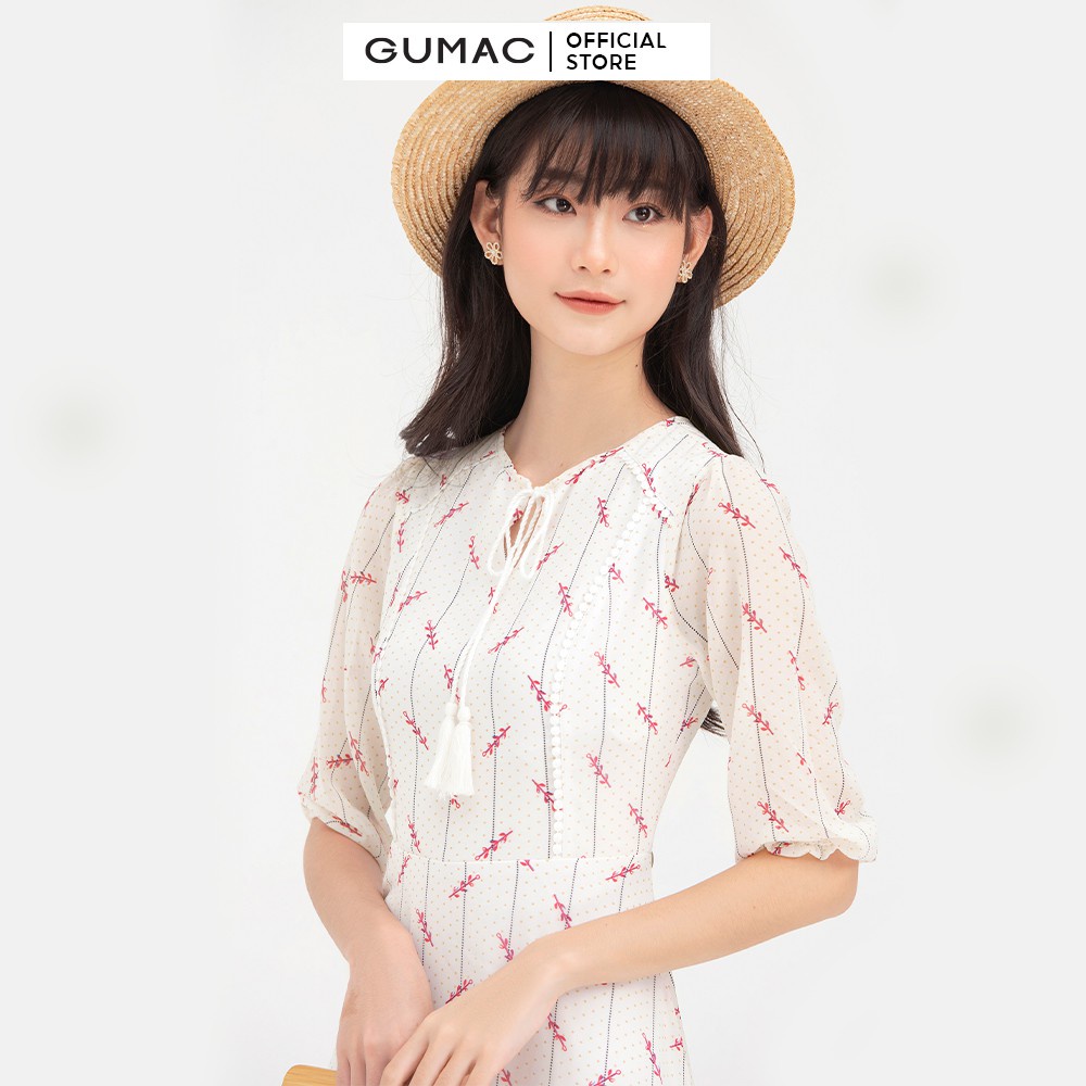 Đầm nữ GUMAC hoa nhí thiết kế viền đăng ten DB750 | BigBuy360 - bigbuy360.vn