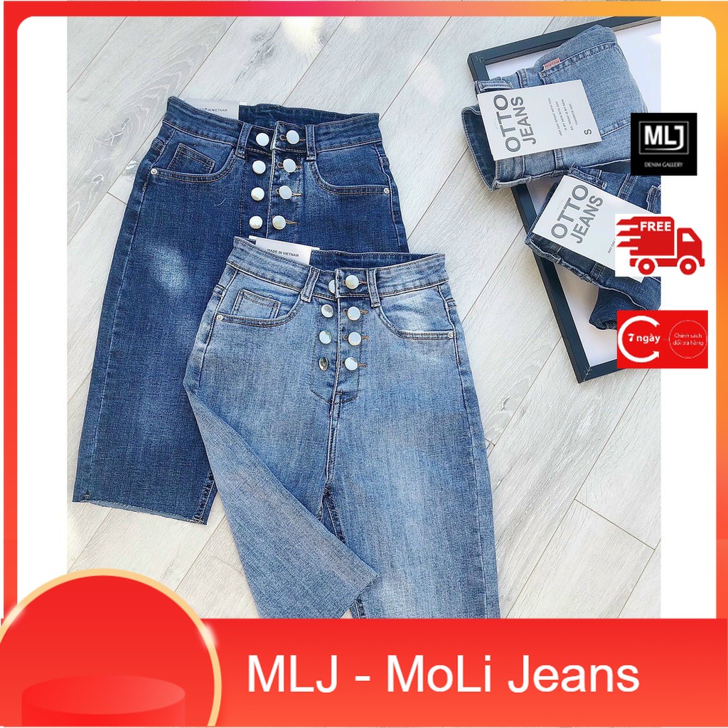 Quần jean ngố / lửng BIGSIZE lưng cao, co dãn mạnh lửng cao 8 nút đẹp dành cho người béo 3794