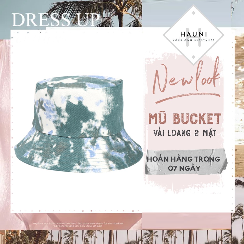 Mũ bucket cụp vành 2 mặt màu loang và màu trơn thay đổi kiểu dáng dễ dàng BK10