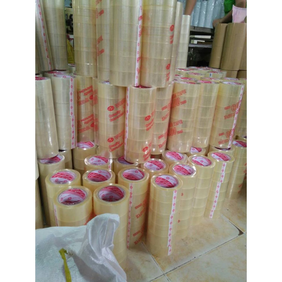 Lốc 6 cuộn BĂNG KEO/BĂNG DÍNH TRONG dán thùng 100Y - dính tốt