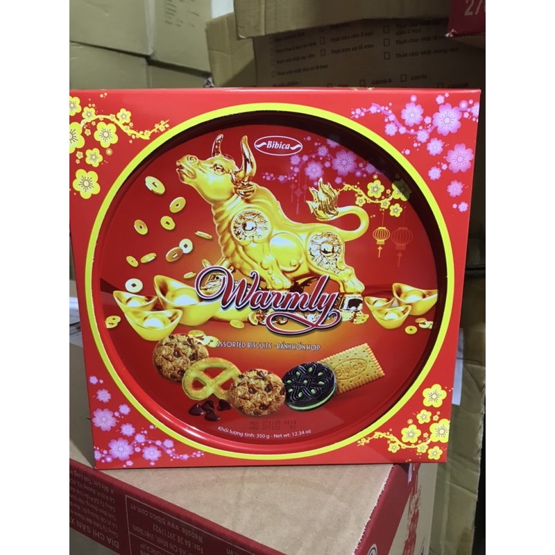 BÁNH QUY BO WARMLY HỘP THIẾC 350g KÈM TÚI XÁCH_hàng tết