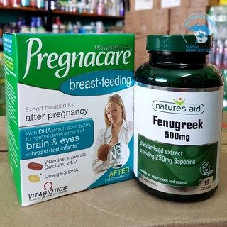Combo Pregnacare breast feeding và cỏ Cà ri lợi sữa Fenugreek