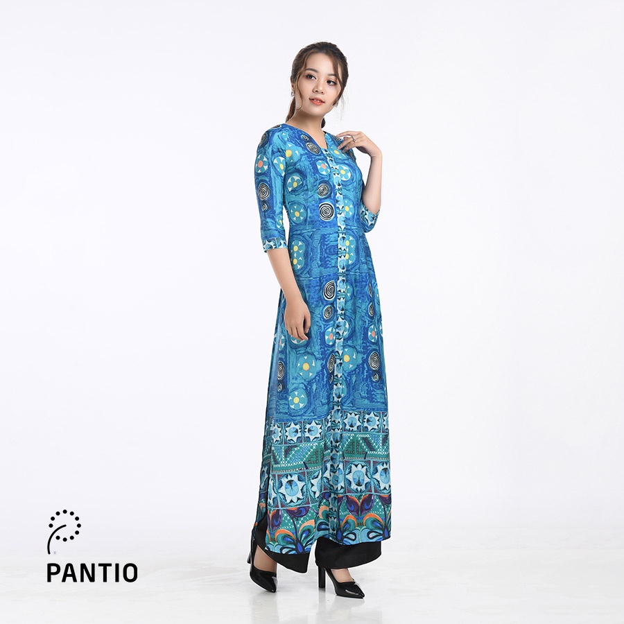 Áo dài chất liệu lụa cát họa tiết nổi bật dáng ôm BDA10038- PANTIO