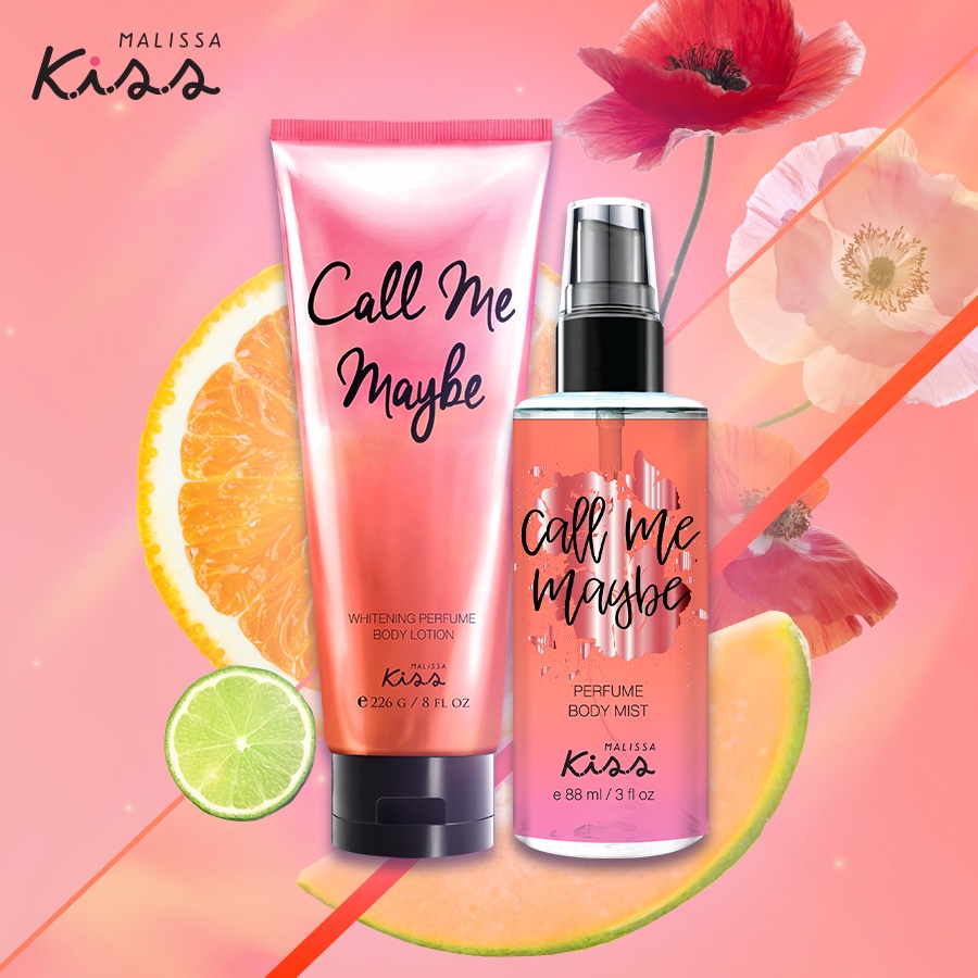 Bộ Đôi Hoàn Hảo Malissa Kiss Body Lotion &amp; Body Mist Hương Call Me Baby 226G