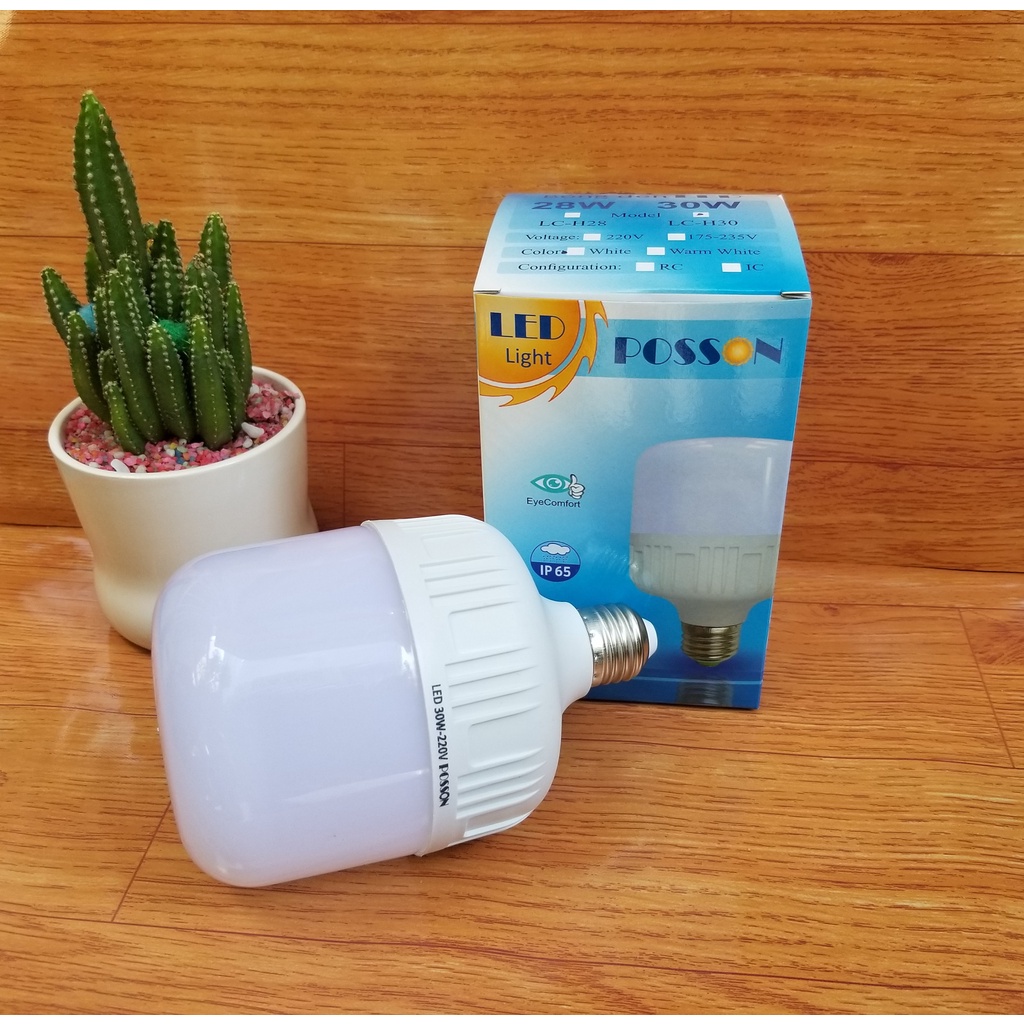 2 Bóng đèn Led trụ 30w bup trụ bulb siêu sáng tiết kiệm điện kín chống nước Posson LC-30x