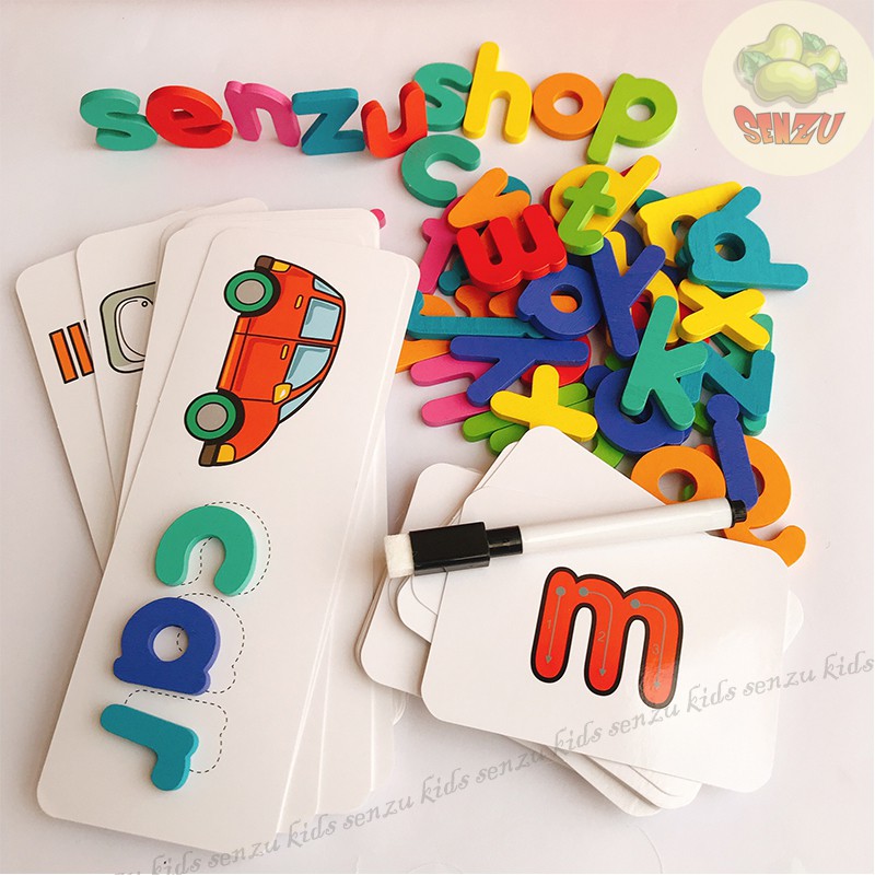 Đồ chơi ghép chữ bằng gỗ SENZUKIDS giúp bé học tiếng Anh, đồ chơi Spelling game