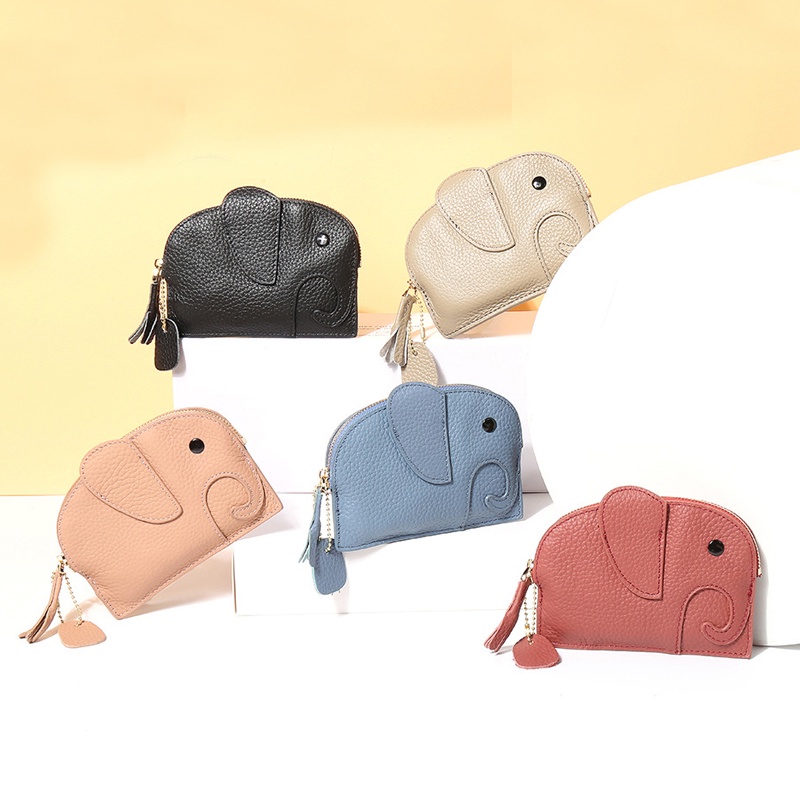 Evertoner Ví Da Thật Mini Đựng Tiền Xu / Thẻ Có Khóa Kéo Chất Lượng Cao Cho Nữ