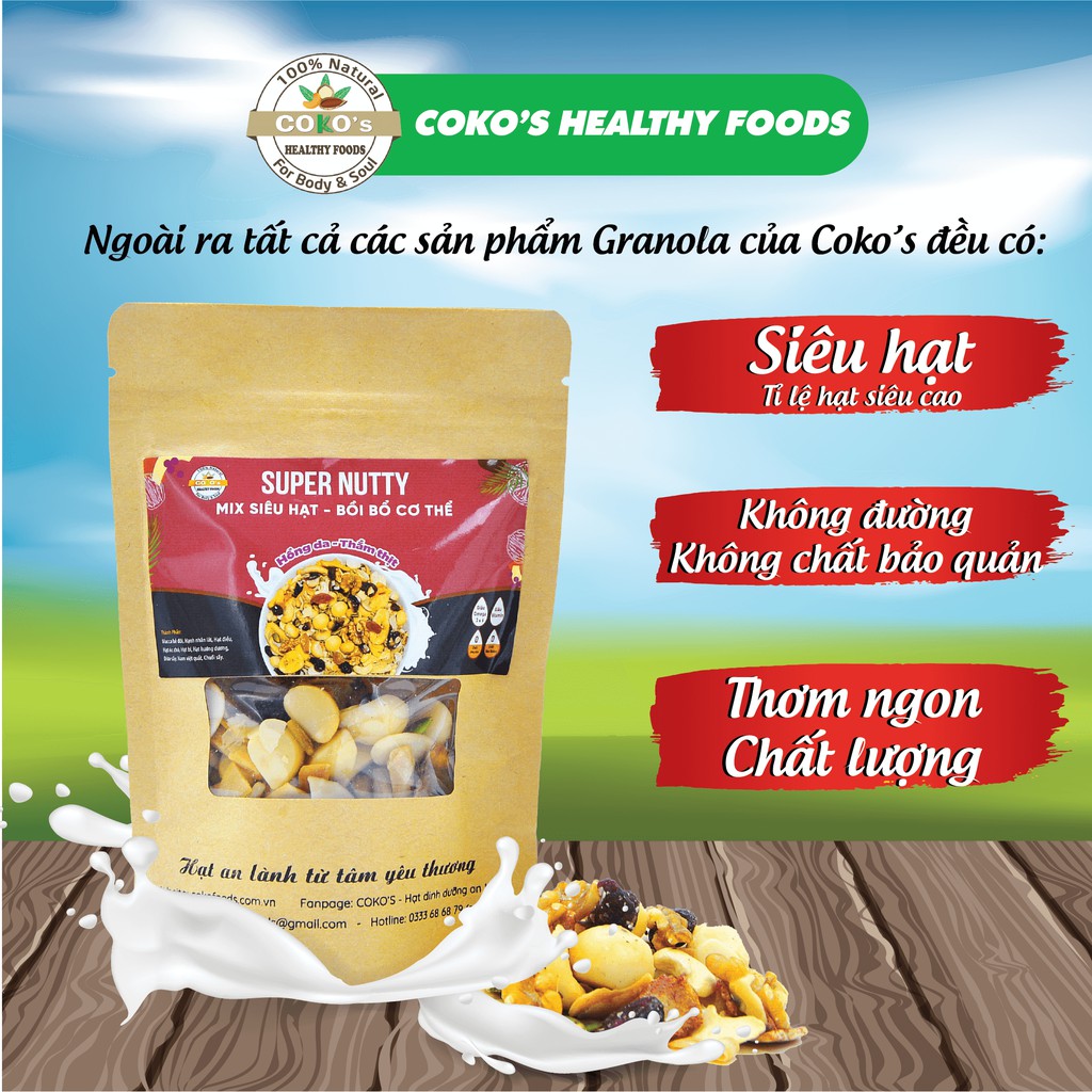 Ngũ Cốc Granola Super Nutty Siêu Hạt Gói 50gr COKO'S FOOD, Ngũ Cốc Dinh Dưỡng Bồi Bổ Cơ Thể