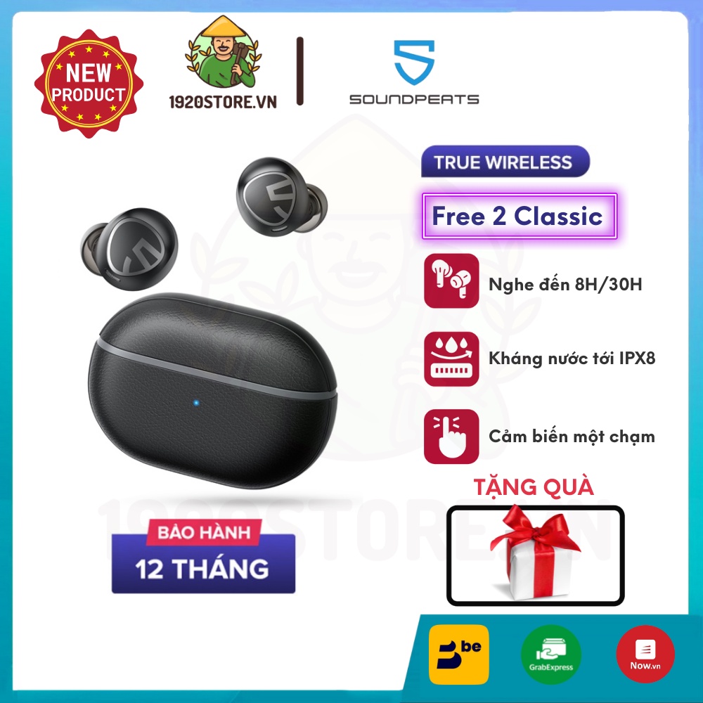【Giao Hỏa Tốc】Tai Nghe Bluetooth True Wireless SoundPEATS Free2 Classic, Kh. Nước IPX8, Pin 30H - Chính Hãng BH 12 Tháng