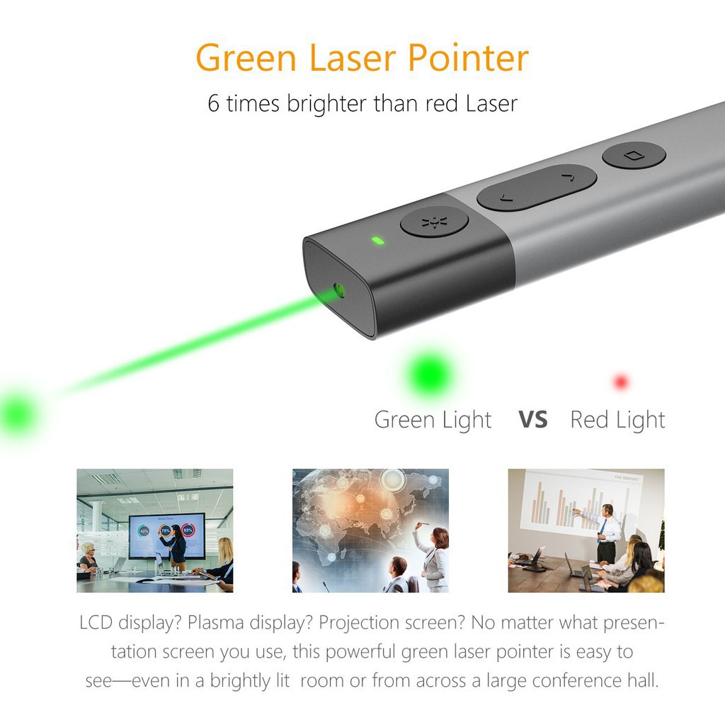 Doosl Presentation Remote Wireless Presenter Green Laser Pointer PPT Clicker